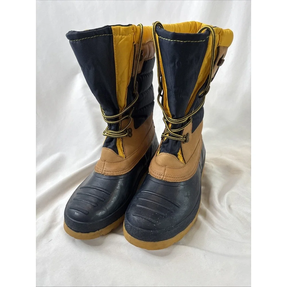 Lands' End Men's 10D‎ Waterproof Snow Rain Duck Boots Sherpa Lined Blue Yellow - Picture 10 of 10